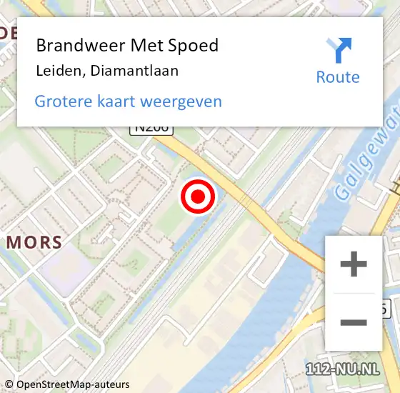 Locatie op kaart van de 112 melding: Brandweer Met Spoed Naar Leiden, Diamantlaan op 3 januari 2025 13:48