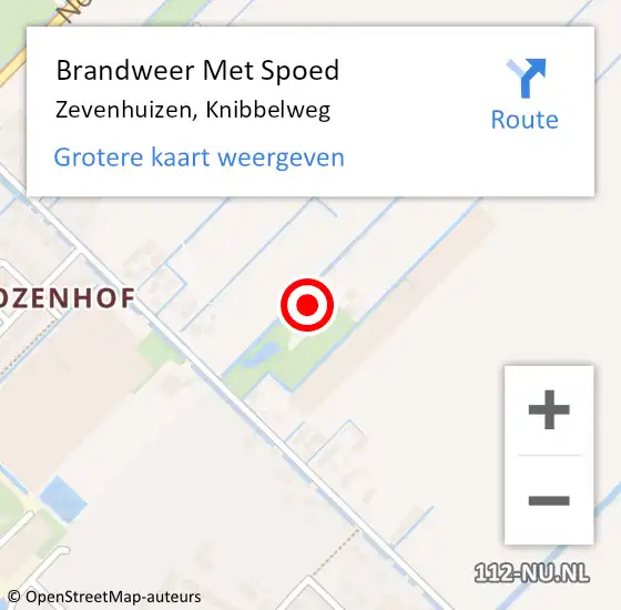 Locatie op kaart van de 112 melding: Brandweer Met Spoed Naar Zevenhuizen, Knibbelweg op 3 januari 2025 13:51