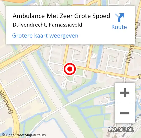 Locatie op kaart van de 112 melding: Ambulance Met Zeer Grote Spoed Naar Duivendrecht, Parnassiaveld op 3 januari 2025 14:39