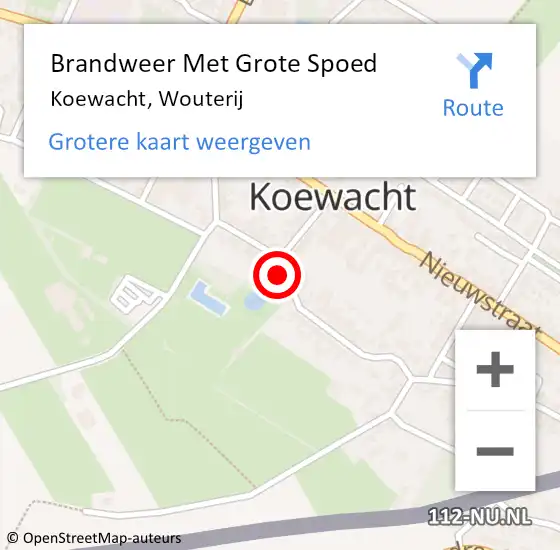 Locatie op kaart van de 112 melding: Brandweer Met Grote Spoed Naar Koewacht, Wouterij op 3 januari 2025 14:49