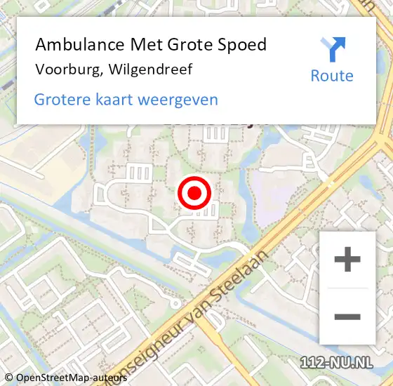 Locatie op kaart van de 112 melding: Ambulance Met Grote Spoed Naar Voorburg, Wilgendreef op 3 januari 2025 14:57