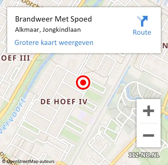 Locatie op kaart van de 112 melding: Brandweer Met Spoed Naar Alkmaar, Jongkindlaan op 3 januari 2025 15:30