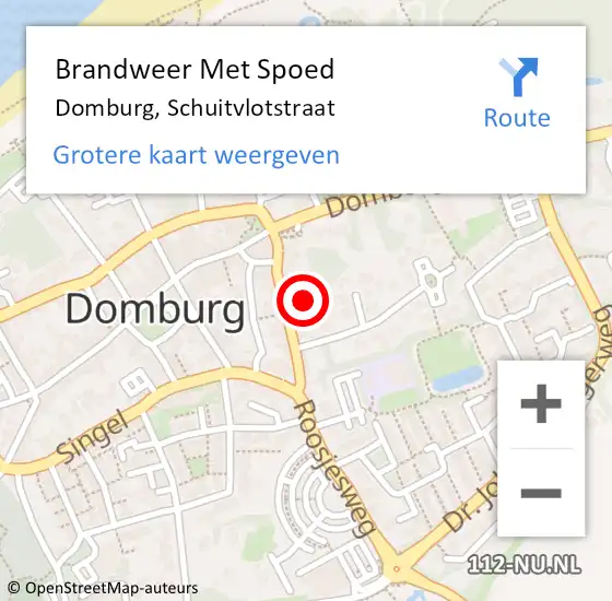 Locatie op kaart van de 112 melding: Brandweer Met Spoed Naar Domburg, Schuitvlotstraat op 3 januari 2025 16:00