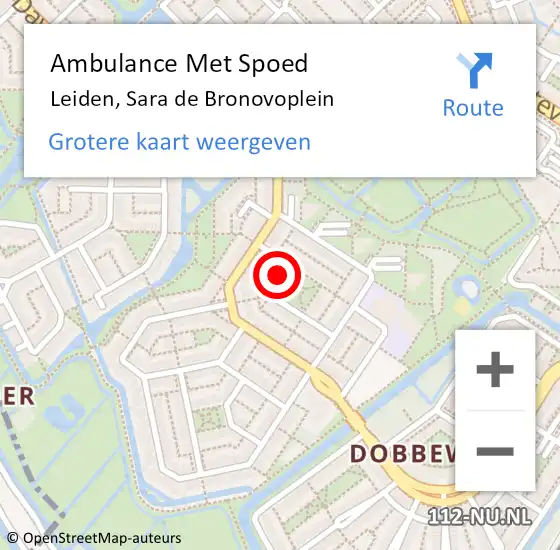 Locatie op kaart van de 112 melding: Ambulance Met Spoed Naar Leiden, Sara de Bronovoplein op 3 januari 2025 16:16