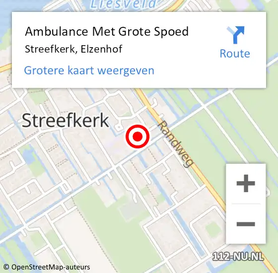 Locatie op kaart van de 112 melding: Ambulance Met Grote Spoed Naar Streefkerk, Elzenhof op 1 november 2014 17:11