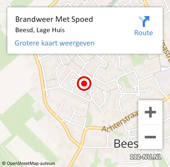 Locatie op kaart van de 112 melding: Brandweer Met Spoed Naar Beesd, Lage Huis op 3 januari 2025 16:50