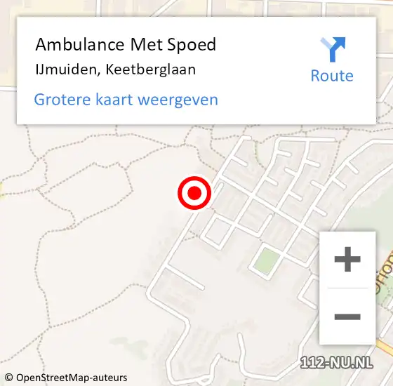 Locatie op kaart van de 112 melding: Ambulance Met Spoed Naar IJmuiden, Keetberglaan op 3 januari 2025 17:01