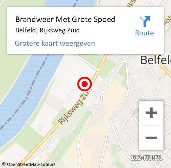 Locatie op kaart van de 112 melding: Brandweer Met Grote Spoed Naar Belfeld, Rijksweg Zuid op 3 januari 2025 17:10