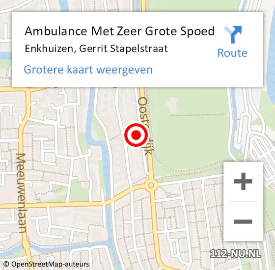 Locatie op kaart van de 112 melding: Ambulance Met Zeer Grote Spoed Naar Enkhuizen, Gerrit Stapelstraat op 3 januari 2025 17:23