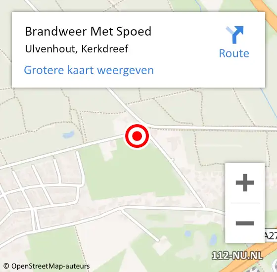 Locatie op kaart van de 112 melding: Brandweer Met Spoed Naar Ulvenhout, Kerkdreef op 3 januari 2025 18:07