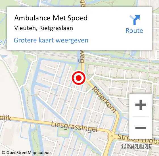Locatie op kaart van de 112 melding: Ambulance Met Spoed Naar Vleuten, Rietgraslaan op 1 november 2014 17:27
