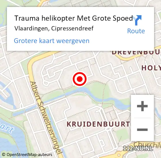 Locatie op kaart van de 112 melding: Trauma helikopter Met Grote Spoed Naar Vlaardingen, Cipressendreef op 3 januari 2025 18:47