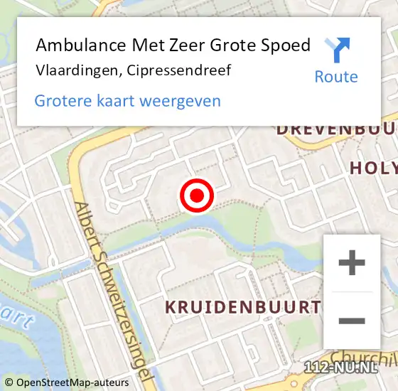 Locatie op kaart van de 112 melding: Ambulance Met Zeer Grote Spoed Naar Vlaardingen, Cipressendreef op 3 januari 2025 18:49