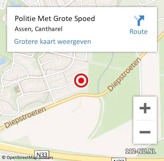 Locatie op kaart van de 112 melding: Politie Met Grote Spoed Naar Assen, Cantharel op 3 januari 2025 18:56