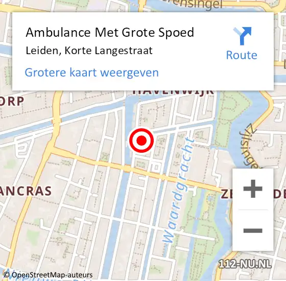 Locatie op kaart van de 112 melding: Ambulance Met Grote Spoed Naar Leiden, Korte Langestraat op 3 januari 2025 19:02