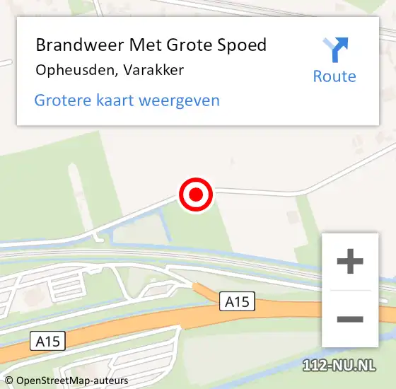 Locatie op kaart van de 112 melding: Brandweer Met Grote Spoed Naar Opheusden, Varakker op 1 november 2014 17:32