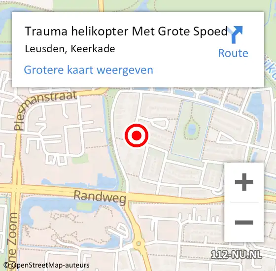 Locatie op kaart van de 112 melding: Trauma helikopter Met Grote Spoed Naar Leusden, Keerkade op 3 januari 2025 19:18