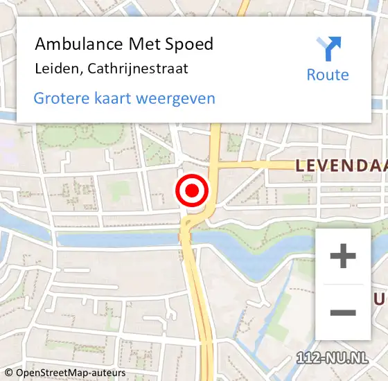 Locatie op kaart van de 112 melding: Ambulance Met Spoed Naar Leiden, Cathrijnestraat op 3 januari 2025 19:30