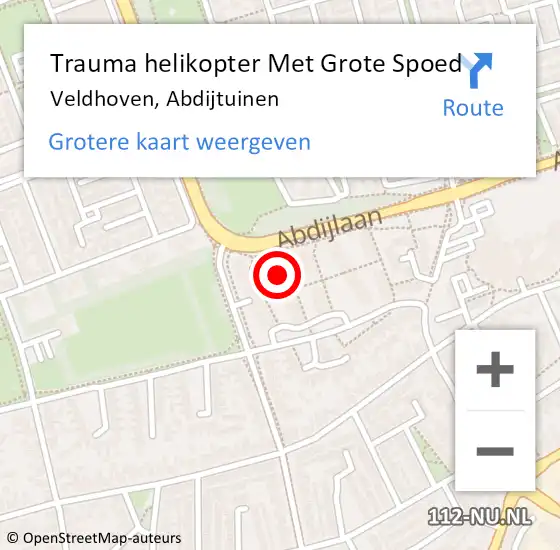 Locatie op kaart van de 112 melding: Trauma helikopter Met Grote Spoed Naar Veldhoven, Abdijtuinen op 3 januari 2025 19:35