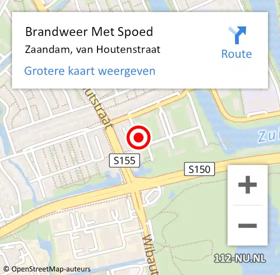 Locatie op kaart van de 112 melding: Brandweer Met Spoed Naar Zaandam, van Houtenstraat op 3 januari 2025 19:50