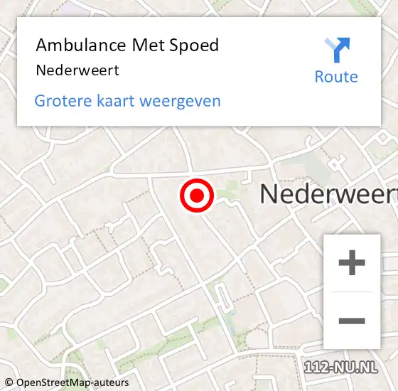 Locatie op kaart van de 112 melding: Ambulance Met Spoed Naar Nederweert op 3 januari 2025 19:55