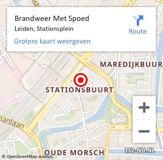 Locatie op kaart van de 112 melding: Brandweer Met Spoed Naar Leiden, Stationsplein op 3 januari 2025 20:20