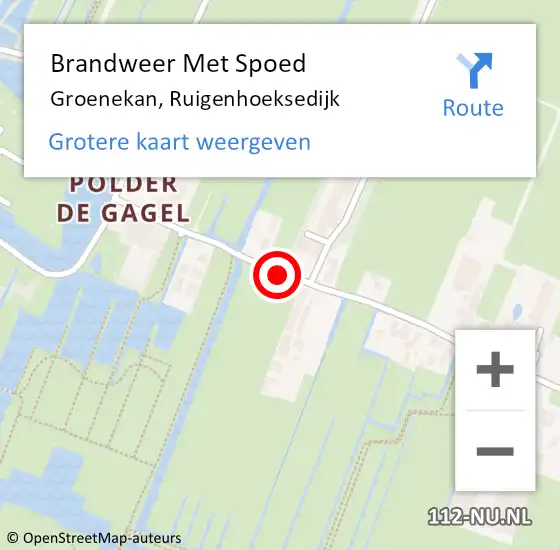 Locatie op kaart van de 112 melding: Brandweer Met Spoed Naar Groenekan, Ruigenhoeksedijk op 1 november 2014 17:42