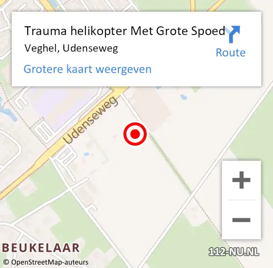 Locatie op kaart van de 112 melding: Trauma helikopter Met Grote Spoed Naar Veghel, Udenseweg op 3 januari 2025 20:31