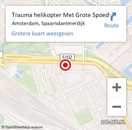 Locatie op kaart van de 112 melding: Trauma helikopter Met Grote Spoed Naar Amsterdam, Spaarndammerdijk op 3 januari 2025 21:16