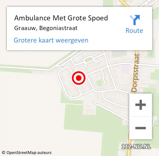 Locatie op kaart van de 112 melding: Ambulance Met Grote Spoed Naar Graauw, Begoniastraat op 1 november 2014 17:48