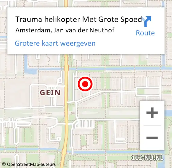 Locatie op kaart van de 112 melding: Trauma helikopter Met Grote Spoed Naar Amsterdam, Jan van der Neuthof op 3 januari 2025 21:25