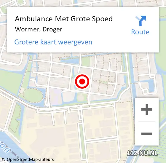 Locatie op kaart van de 112 melding: Ambulance Met Grote Spoed Naar Wormer, Droger op 3 januari 2025 21:49