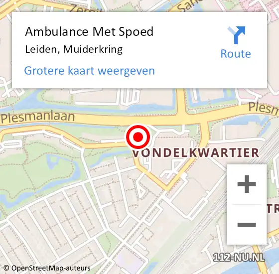 Locatie op kaart van de 112 melding: Ambulance Met Spoed Naar Leiden, Muiderkring op 3 januari 2025 21:54