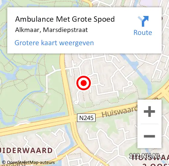 Locatie op kaart van de 112 melding: Ambulance Met Grote Spoed Naar Alkmaar, Marsdiepstraat op 3 januari 2025 22:05