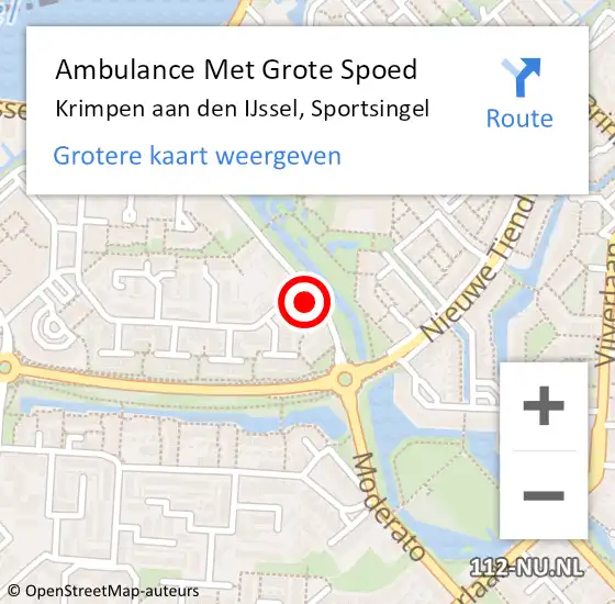 Locatie op kaart van de 112 melding: Ambulance Met Grote Spoed Naar Krimpen aan den IJssel, Sportsingel op 3 januari 2025 22:32