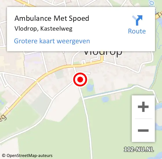 Locatie op kaart van de 112 melding: Ambulance Met Spoed Naar Vlodrop, Kasteelweg op 3 januari 2025 22:45