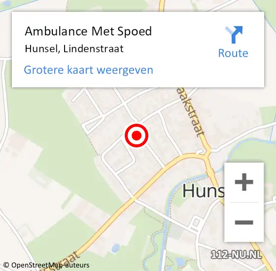 Locatie op kaart van de 112 melding: Ambulance Met Spoed Naar Hunsel, Lindenstraat op 1 november 2014 17:56