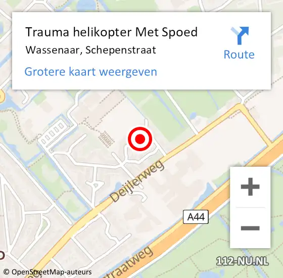 Locatie op kaart van de 112 melding: Trauma helikopter Met Spoed Naar Wassenaar, Schepenstraat op 3 januari 2025 23:02