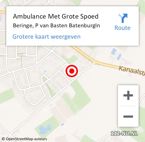 Locatie op kaart van de 112 melding: Ambulance Met Grote Spoed Naar Beringe, P van Basten Batenburgln op 1 november 2014 18:03