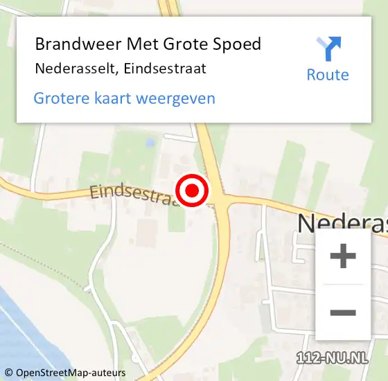 Locatie op kaart van de 112 melding: Brandweer Met Grote Spoed Naar Nederasselt, Eindsestraat op 1 november 2014 18:07