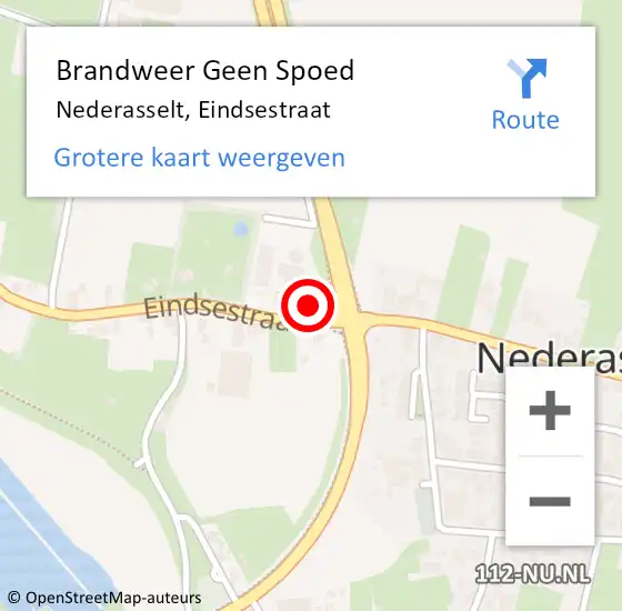 Locatie op kaart van de 112 melding: Brandweer Geen Spoed Naar Nederasselt, Eindsestraat op 1 november 2014 18:10