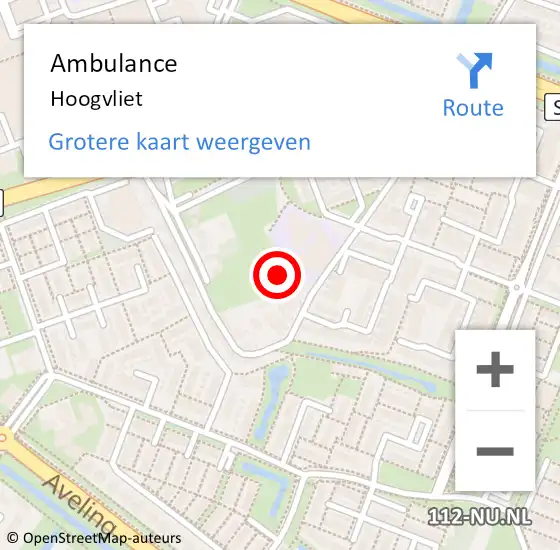 Locatie op kaart van de 112 melding: Ambulance Hoogvliet op 4 januari 2025 00:36