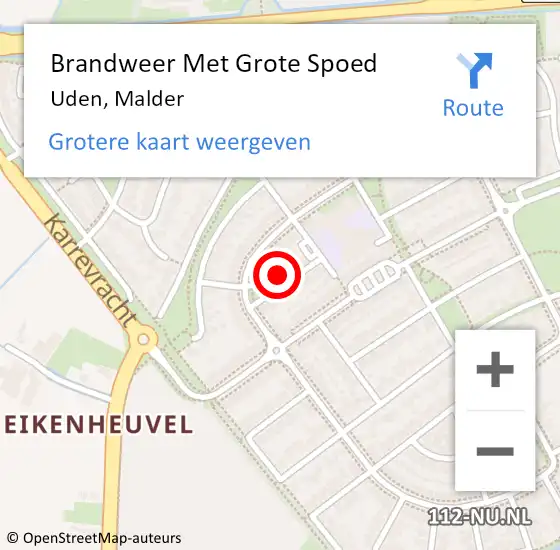 Locatie op kaart van de 112 melding: Brandweer Met Grote Spoed Naar Uden, Malder op 4 januari 2025 00:46