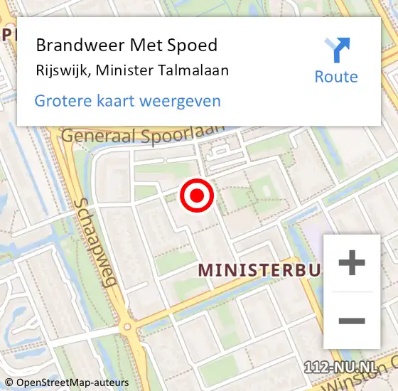 Locatie op kaart van de 112 melding: Brandweer Met Spoed Naar Rijswijk, Minister Talmalaan op 4 januari 2025 01:54