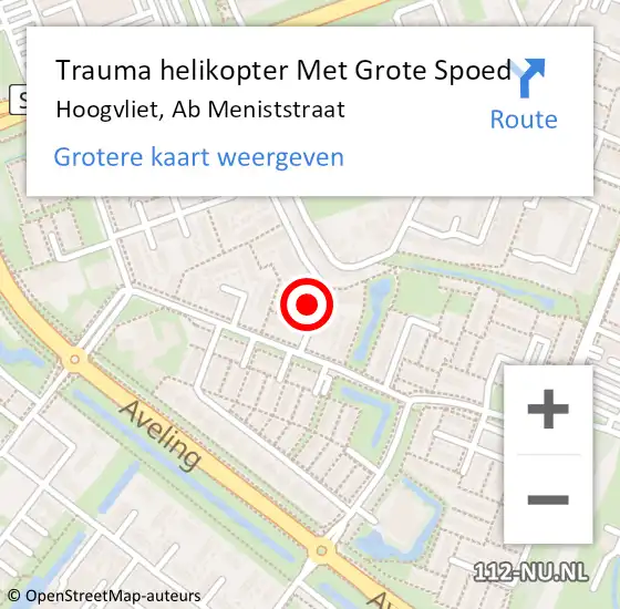 Locatie op kaart van de 112 melding: Trauma helikopter Met Grote Spoed Naar Hoogvliet, Ab Meniststraat op 4 januari 2025 02:20