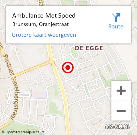 Locatie op kaart van de 112 melding: Ambulance Met Spoed Naar Brunssum, Oranjestraat op 1 november 2014 18:29