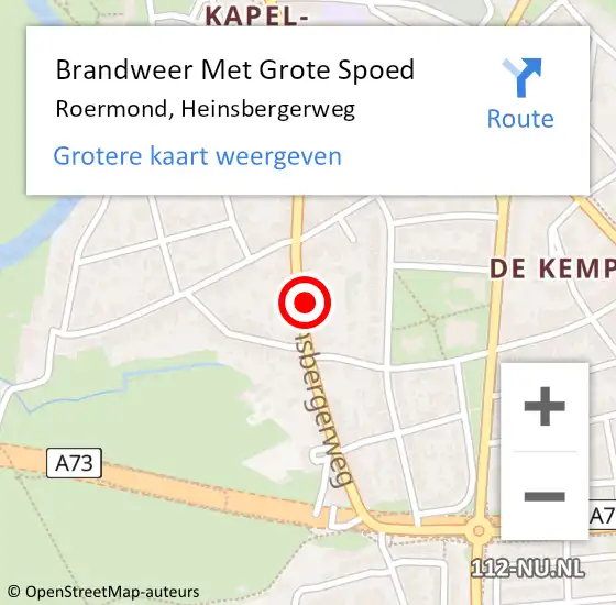 Locatie op kaart van de 112 melding: Brandweer Met Grote Spoed Naar Roermond, Heinsbergerweg op 4 januari 2025 06:47