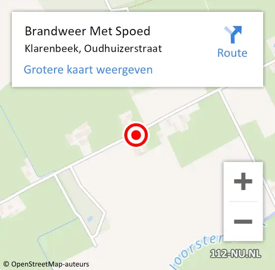 Locatie op kaart van de 112 melding: Brandweer Met Spoed Naar Klarenbeek, Oudhuizerstraat op 4 januari 2025 06:54