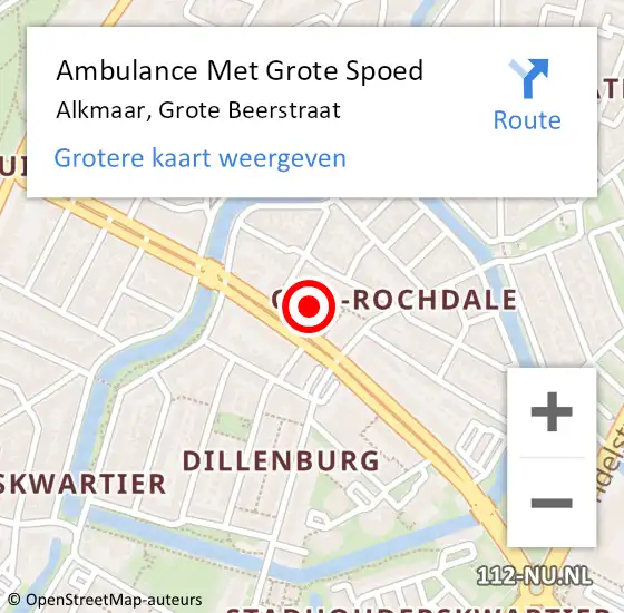 Locatie op kaart van de 112 melding: Ambulance Met Grote Spoed Naar Alkmaar, Grote Beerstraat op 4 januari 2025 07:04