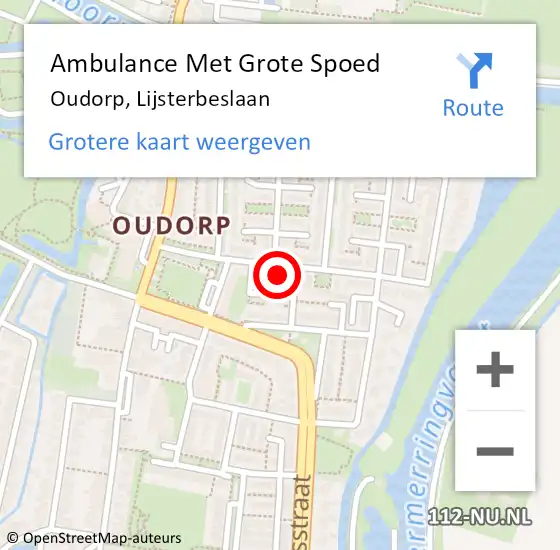 Locatie op kaart van de 112 melding: Ambulance Met Grote Spoed Naar Oudorp, Lijsterbeslaan op 1 november 2014 18:31